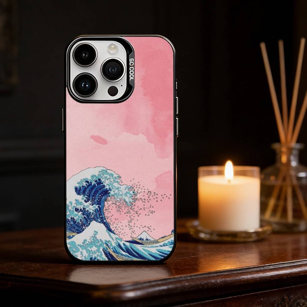 Great Wave Off K-Kanagawa Phone Case Color Silver Shell For IPhone 17 16 15 14 13 12 11 Pro Max Plus