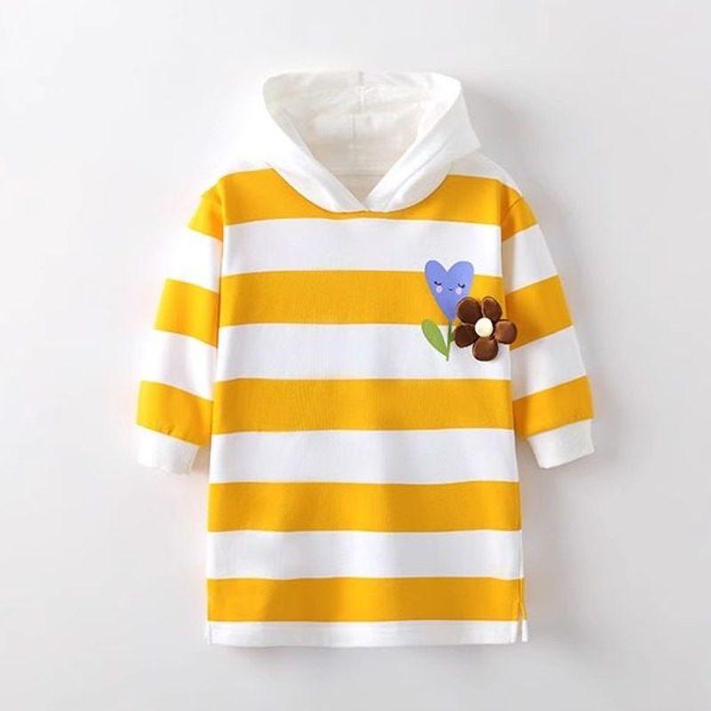 Girls  Sweatshirt Dress Autumn and Winter New Style Baby Hooded Striped Dress European and American Style Princess Dress for Young Children 10610 100 cm