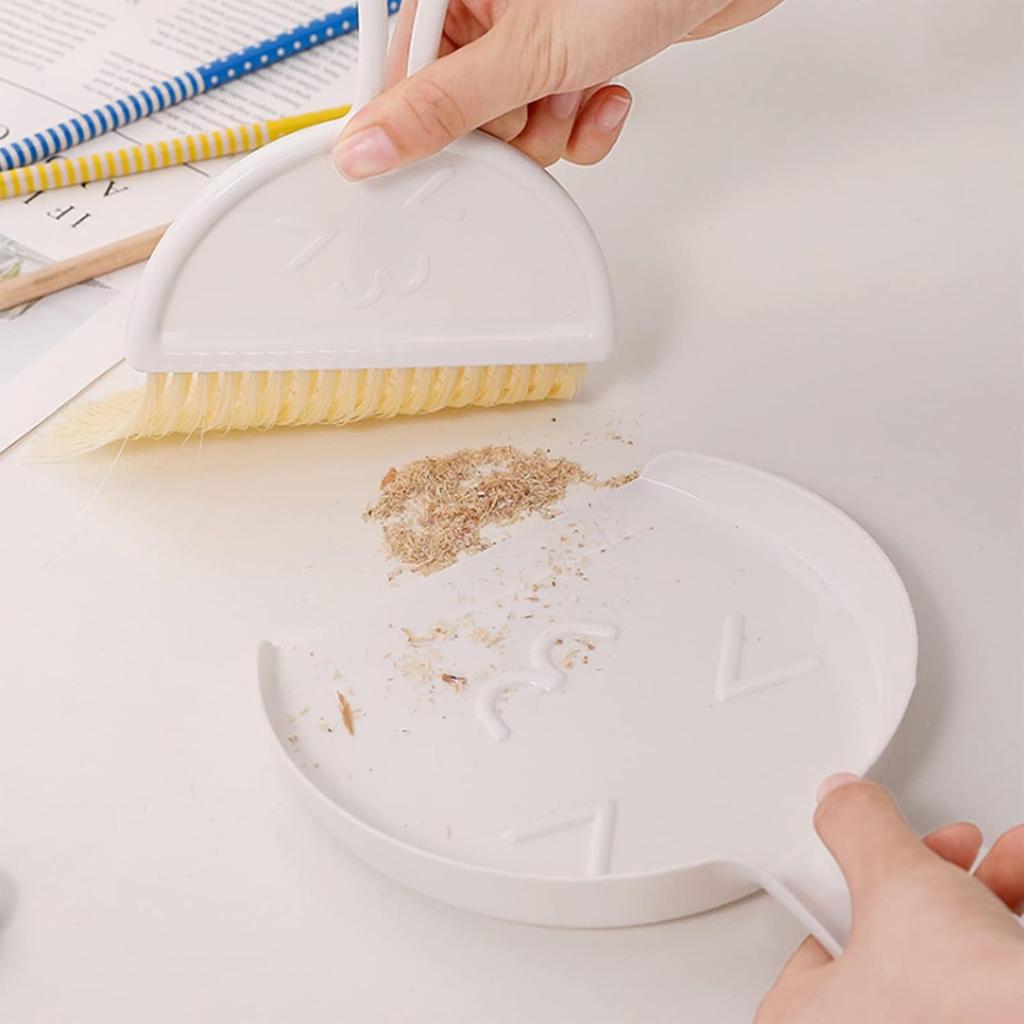 Hand Broom and Dustpan Set, Computer Desk Keyboard Hand Broom Sofa Pet Cage Cleaning Brush, Mini Brooms and Dustpans for Indoor, Kitchen, and Car