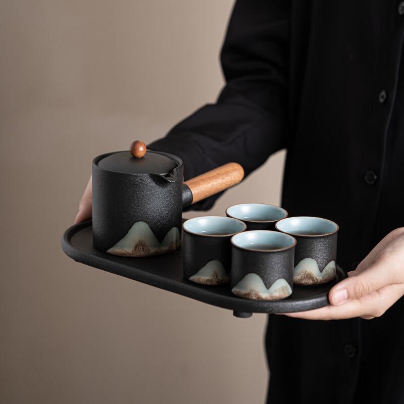 Su's Ceramic Hand-painted 'Rivers & Mountains' Kung Fu Tea Set