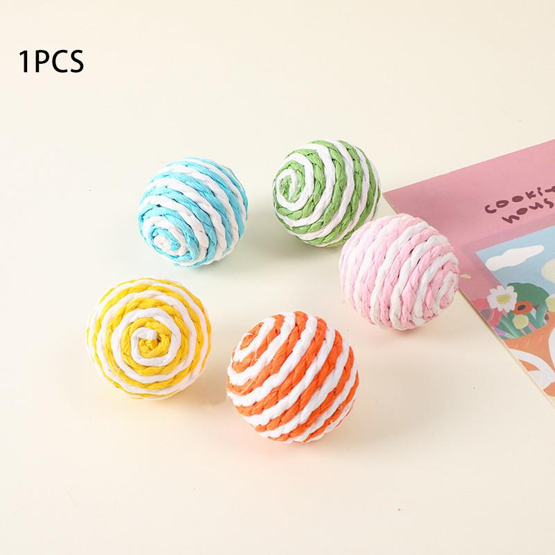 Durable Hemp Chew Toy For Cats Interactive Feathered Ball Teeth Grinding And Biting Fun