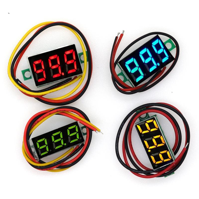 Javino DC 0-100V LED Digital Voltmeter 0.28" 0.36" Red Green Blue Voltage Detector for Car 12V Mobile Power