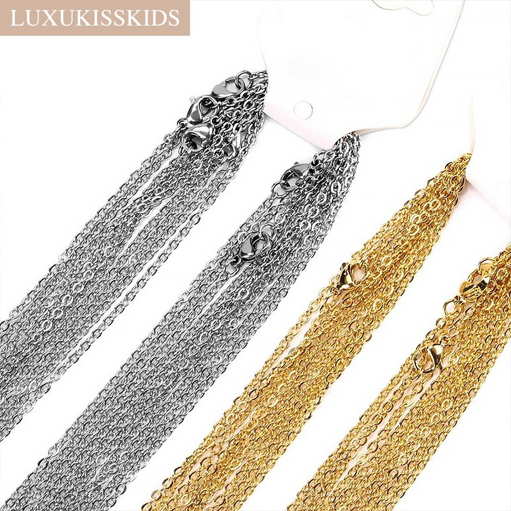 Stainless Steel Chains DIY Jewelry Making O-Chain Necklace 10pcs/Lots 1.5/2MM Woman Accessories Choker 18K Golden