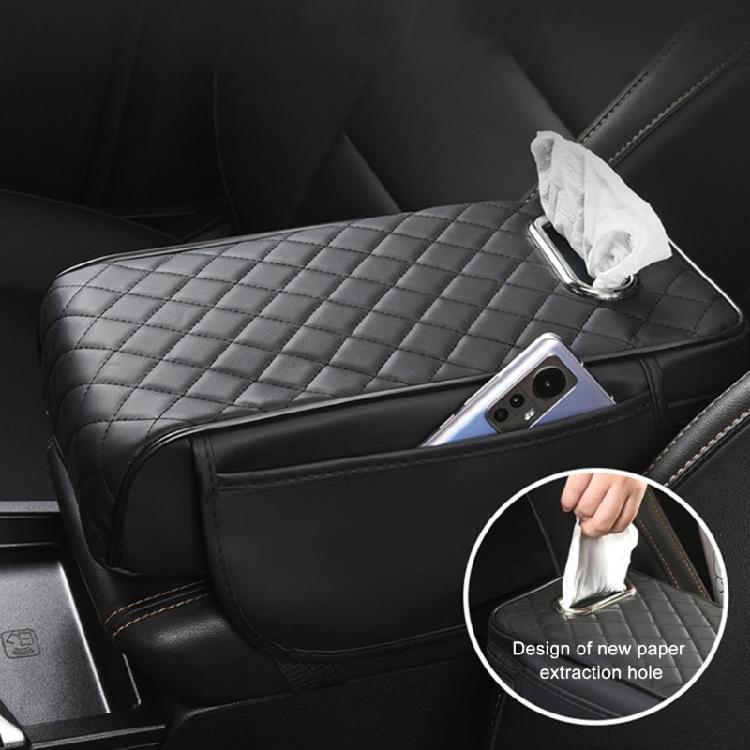 Car Armrest Cushions with Hand Storage Microfiber Leather Practical Car Armrest Pad with Integrated Tissue Dispenser