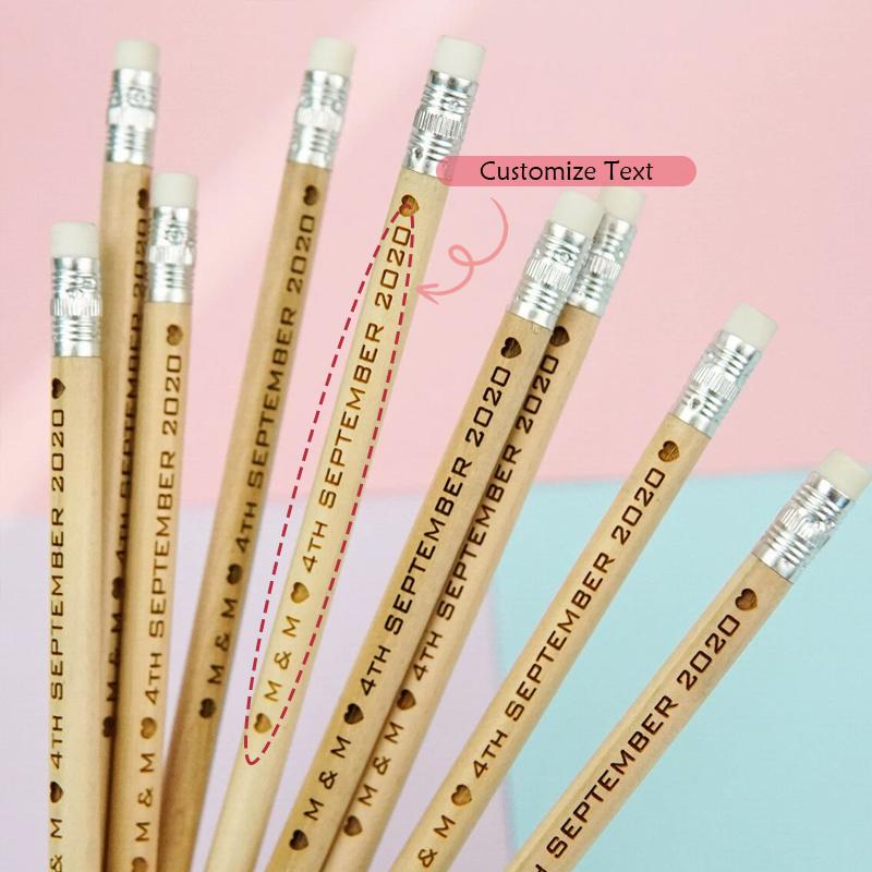 10pcs Personalized Engraved Wooden Pencils Custom Set of Pencils for Wedding Stationery Bachelorette Party Wedding Decorate Gift