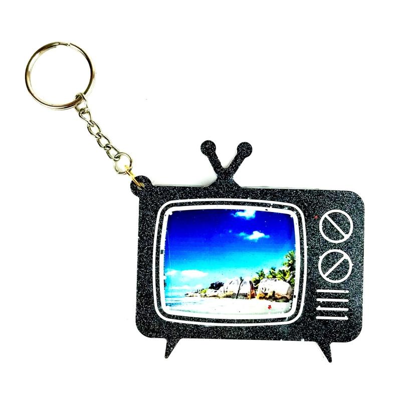 TV Photo Frame Keychain Silicone TV Keychain Charms Epoxy Resin Molds 2 Mini Pendant Mold with Hole Set