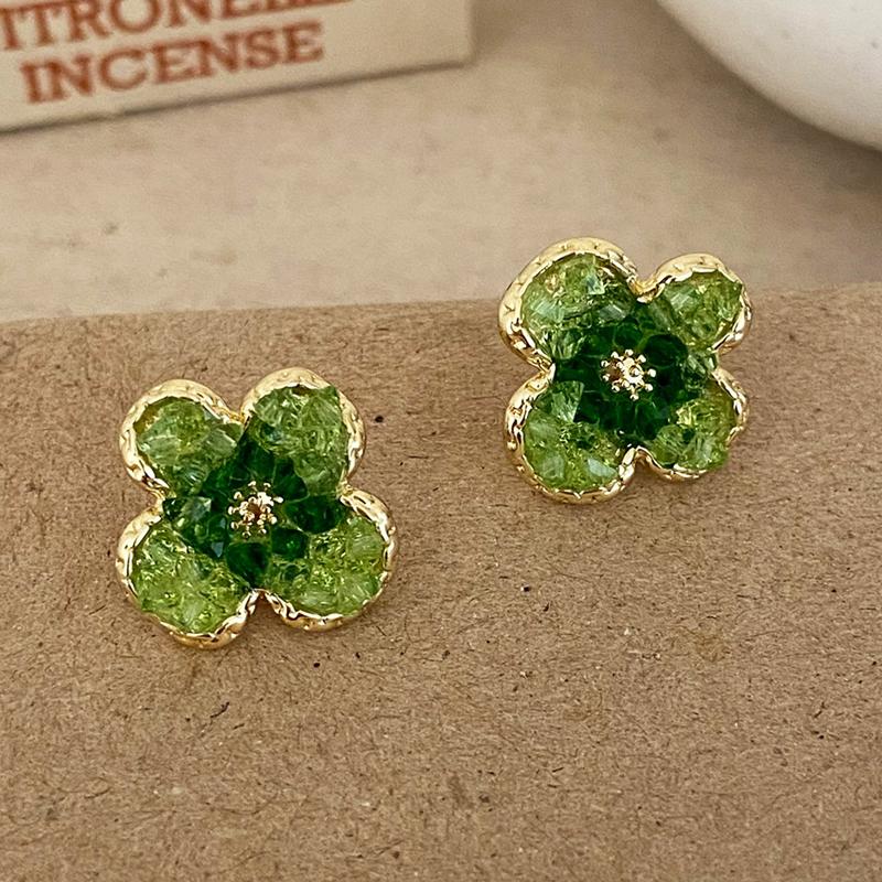 PONYKISS  Sterling Silver 14K Gold Colorful Crystal Flower Stud Earrings for Women Fine  Cute Plant Accessories