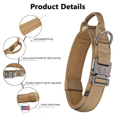 Heavy Duty Tactical Dog Collar and Leash Set Military Collars with Handle Training Walking for Medium and Large Dogs Accessories