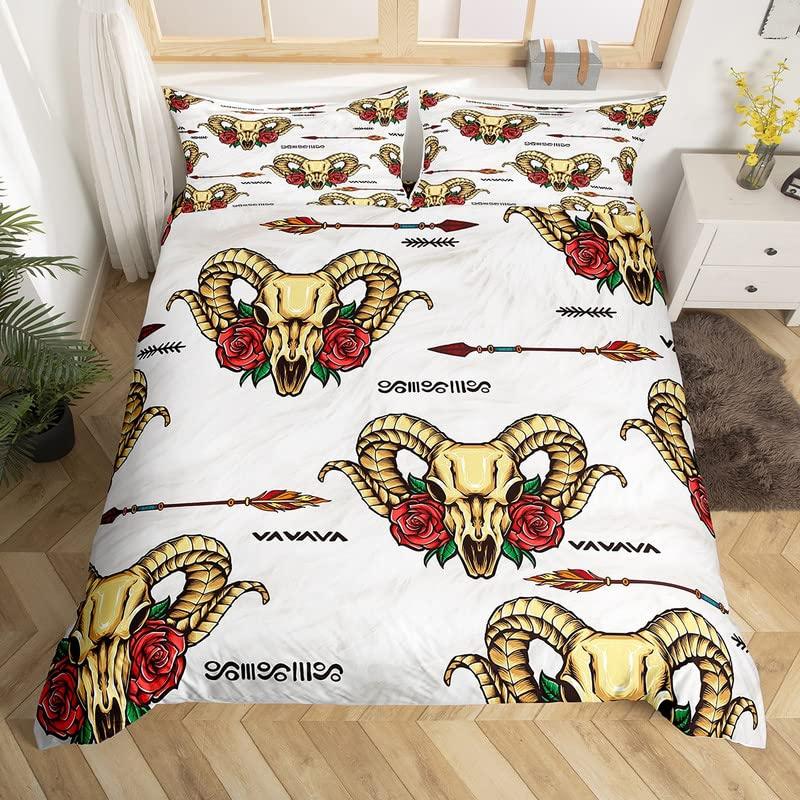 Zestaw poszwy na kołdrę Czaszka Owcy Rozmiar King Queen Zestaw pościeli Pióro Łapacz Snów Mikrofibra Fioletowy Fale Morskie Łódź Pokrowiec na kołdrę