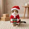 Plüschstoff Haustier Weihnachtsgeschenkbox Kostüm Weiches Elastisches Haustiergeschenk Halte-Outfit für Hunde Katzen