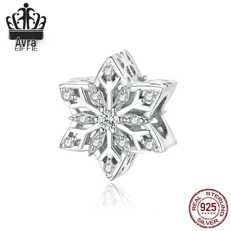 Winter Snowflakes S925 Sterling Silver Bracelet Gift for Girlfriend, Silver Beads SCC719