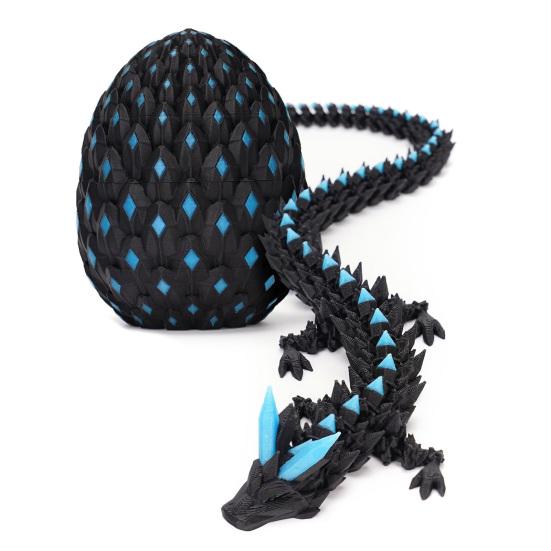 3D Printed Dragon Egg Figurine Movable Joints Luminous Loong Figure Fidget Toy Dragon Egg with Articulated Dragon Inside Decoration Ornament