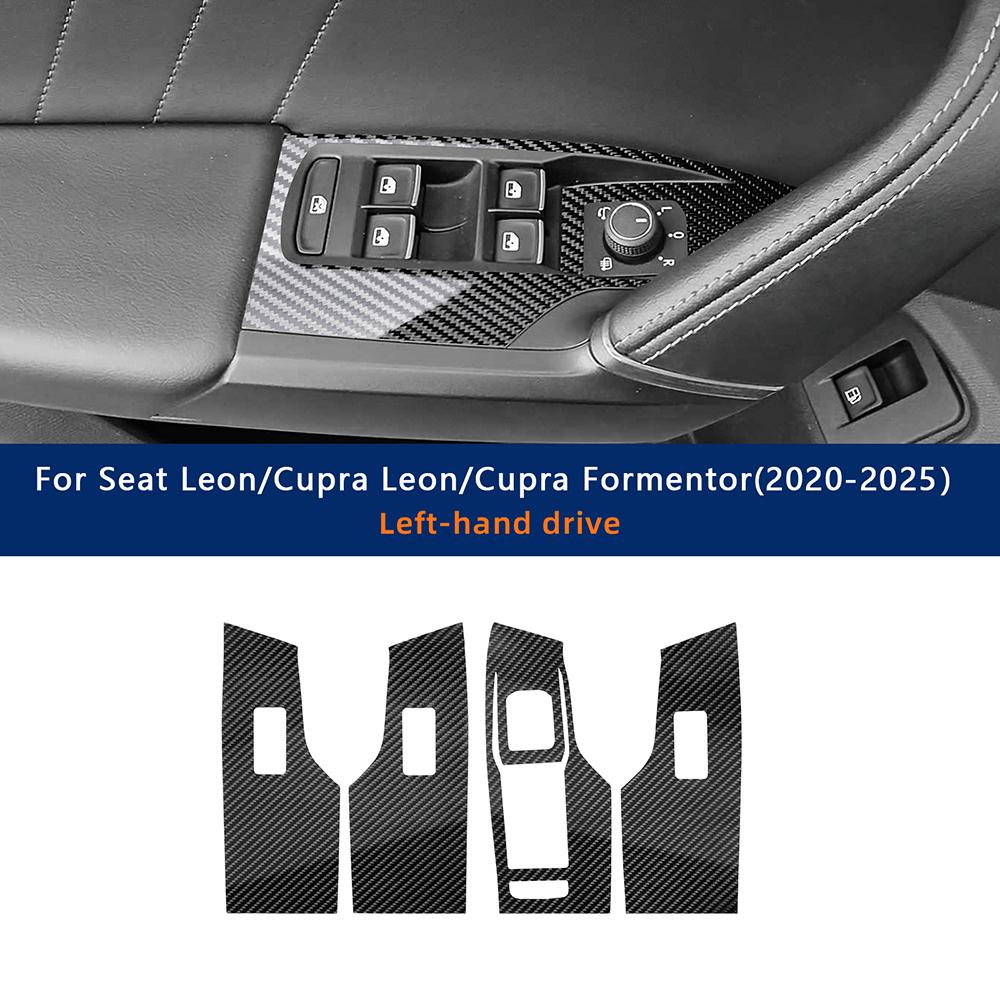 

Пленка для интерьера автомобиля ТПУ для Seat Cupra Leon Formentor -2025 Защита Переключатель стеклоподъемника Двери Окна Наклейка с текстурой карбона LHD 2020-2025
