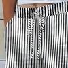 Women Harem Pants Adjustable Elastic Waistline Striped Print Boho Pants with Pockets Lightweight Breathable Casual Trousers