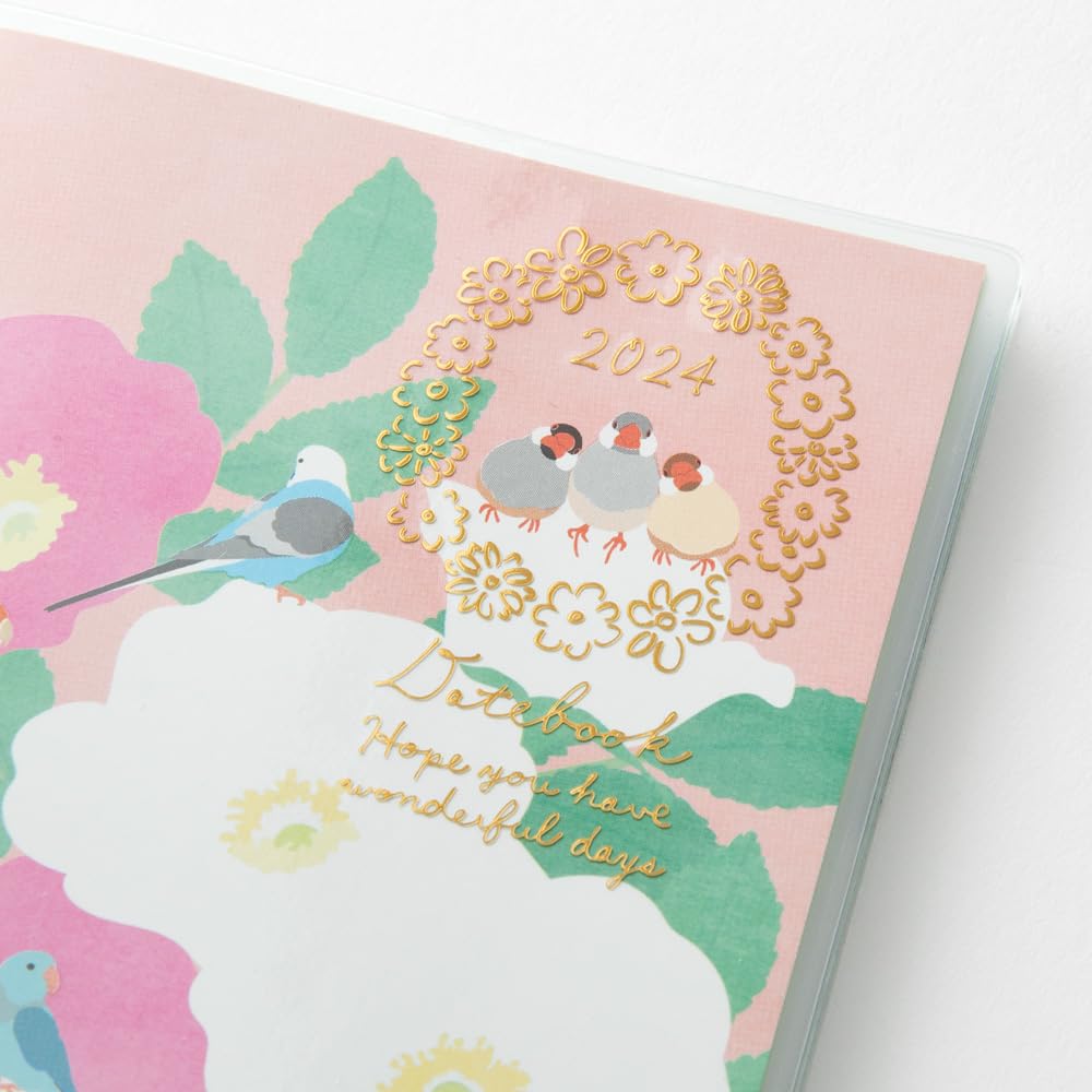 MIDORI Pocket 2024 Slim Bird 22245006 October Diary, Monthly, Pattern, (Starts 2023)