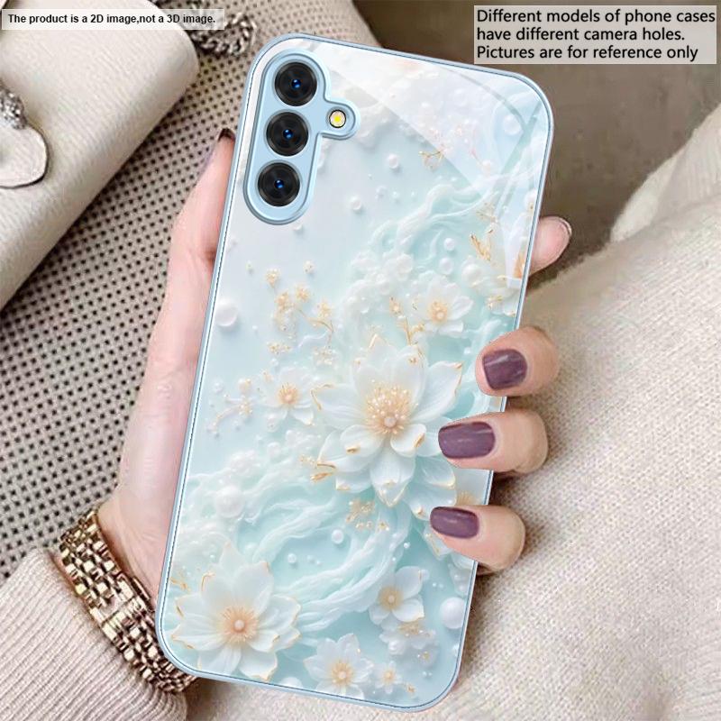 Schöne weiße Blumen Für Samsung A20 30 22 23 24 25 26 A31 32 33 34 A35 42 50 51 52 53 54 55 56 70 71 72 73 Glas Handyhülle