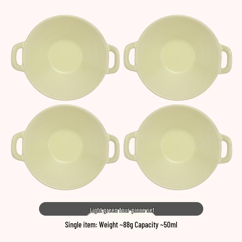 Double-Eared Ceramic Dipping Dish for Sauces and Snacks
