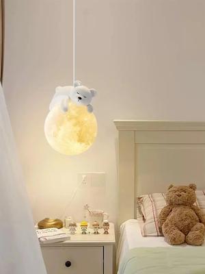 Modern White Rabbit Bear Moon Animals Led Chandelier Bedroom Bedside Small Pendant Lights Dining Room Children's Room Home Decor