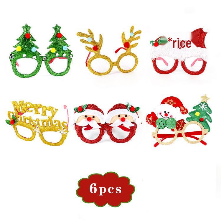 Christmas Antler Glasses & Santa Hat Set for Adults and Kids - Gift with Santa Claus Hat & Snowman Headband