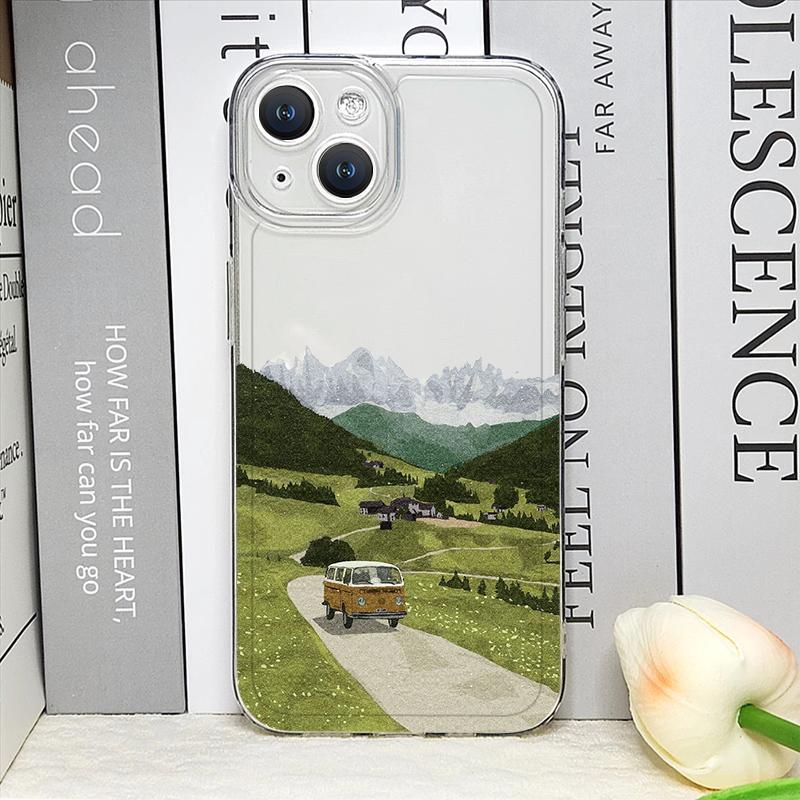 Painting House Mountain Landscape Phone Case for IPhone 17 16 15 14 11 12 13 Pro Max 7 8 Plus 12 13 Mini X XS Max XR Soft Cover