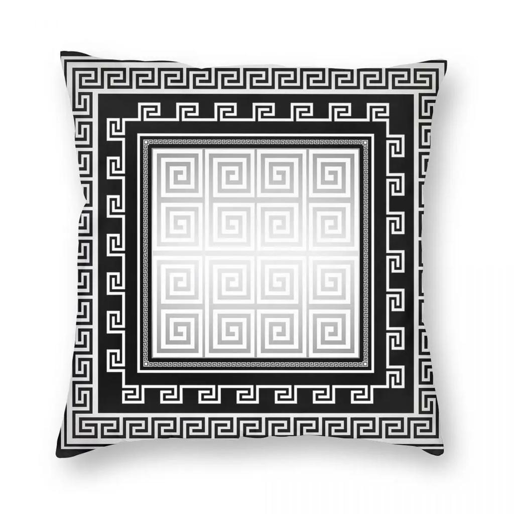 Greek Key White Silver Gray Pillowcase Printing Polyester Cushion Cover Gift Throw Pillow Case Cover Bedroom Zipper