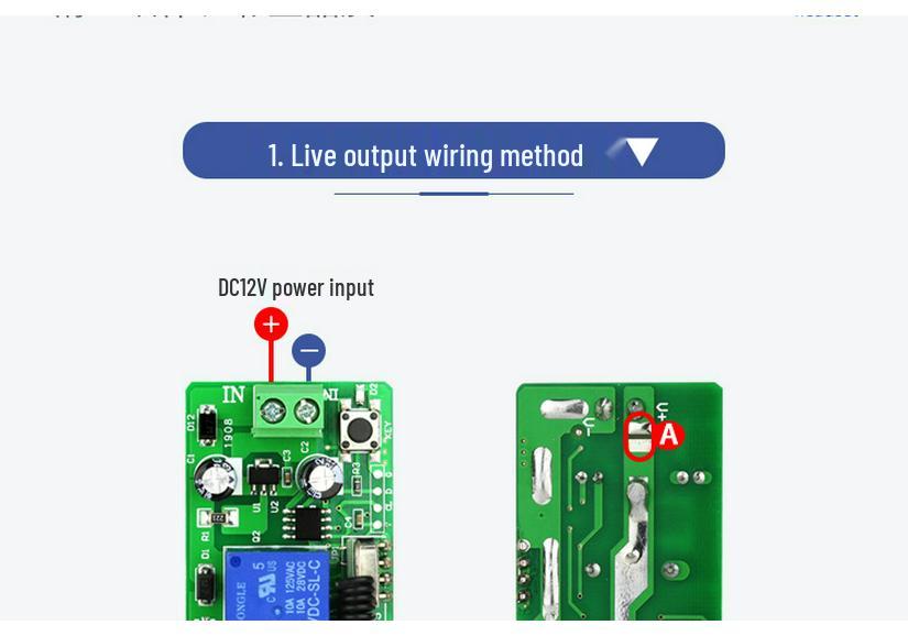 12V DC Single Channel Remote Switch with Long-Range Wireless Door Button.