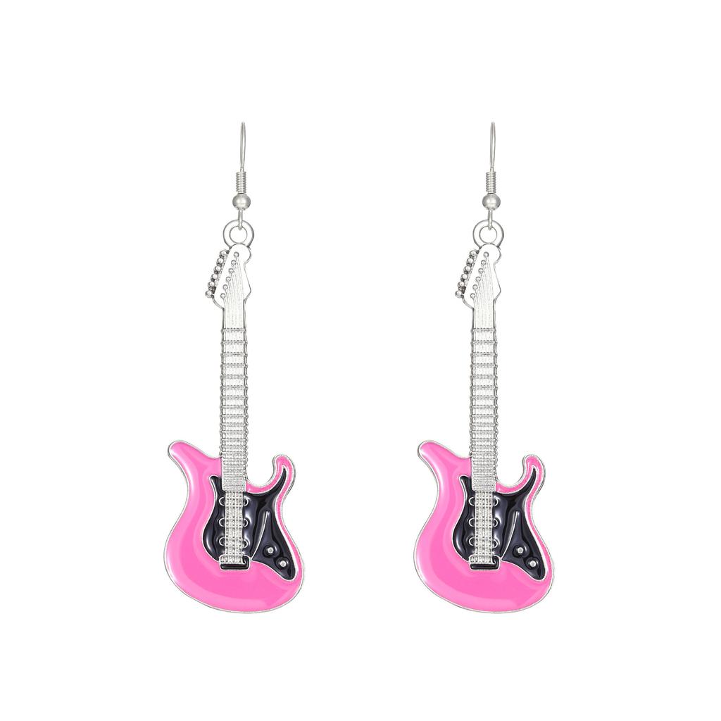Vintage Punk Guitar Drop Earrings for Woman Funny Hip Hop Music Festival Party Dangle Earrings Teens Femme Jewelry Accessories