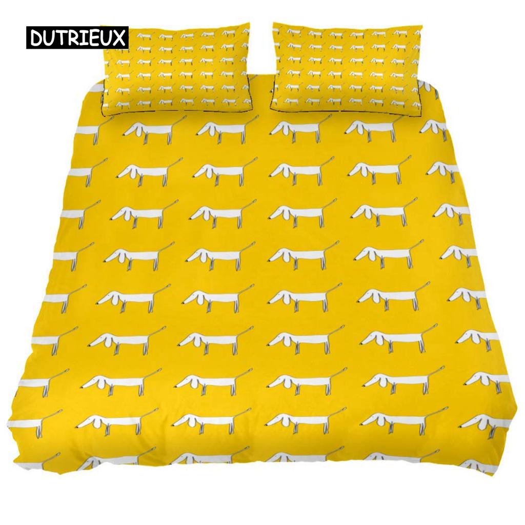 Dachshund Duvet Cover Set Cartoon Style Dachshunds King Size Bedding Set for Dog Lovers Kids Teens 2/3pcs Twin Comforter Cover