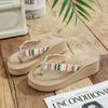 Ins Internet Celebrity Summer Imitation Straw Hemp Sole Flower Flip-flops Women's Fashion Trend Pinch Foot Thick Sole Beach Shoes