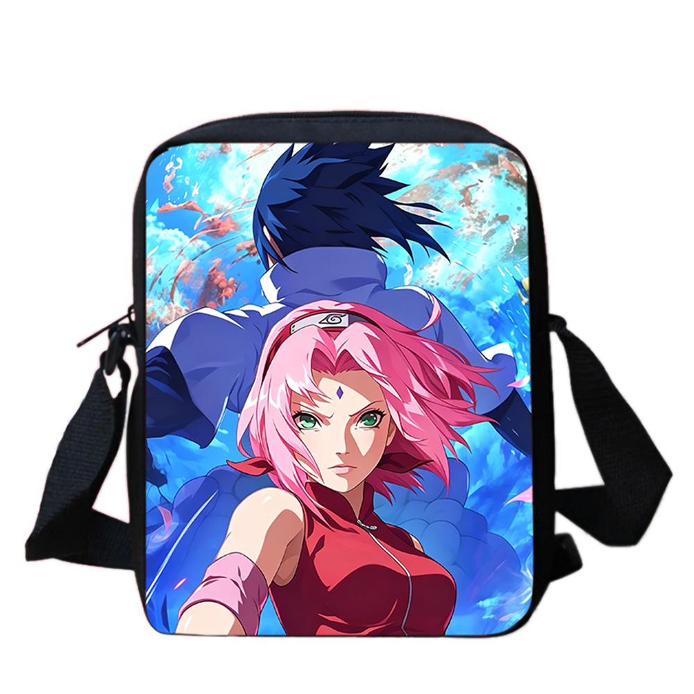 NARUTO Anime Kids Crossbody Bag, Adjustable Straps & Zipper, Light Durable Shoulder Bag, Daily School Bag Boys & Girls Ages 5-11