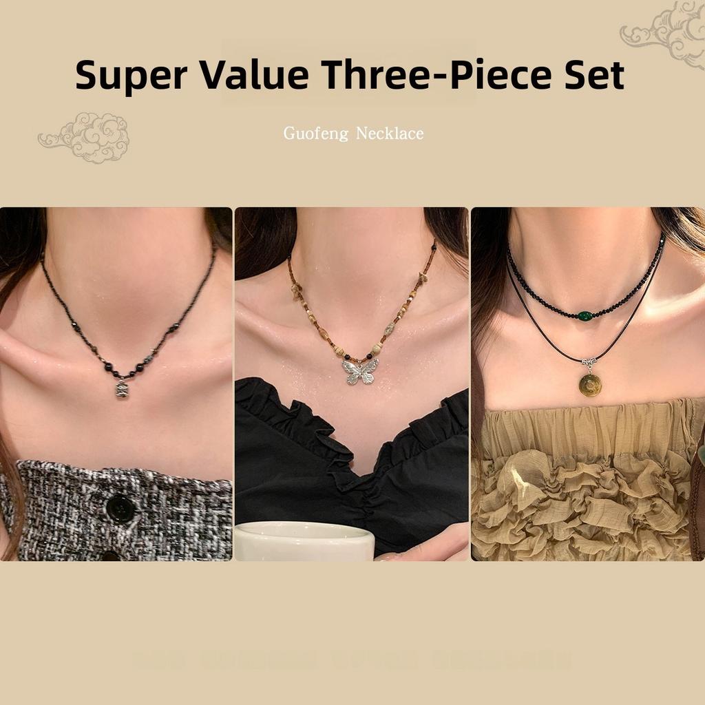 New Chinese Style Black Lion Necklace Women's Sweater Chain Fashionable Cool Luxury Minimalist Retro Titanium Steel Pendant