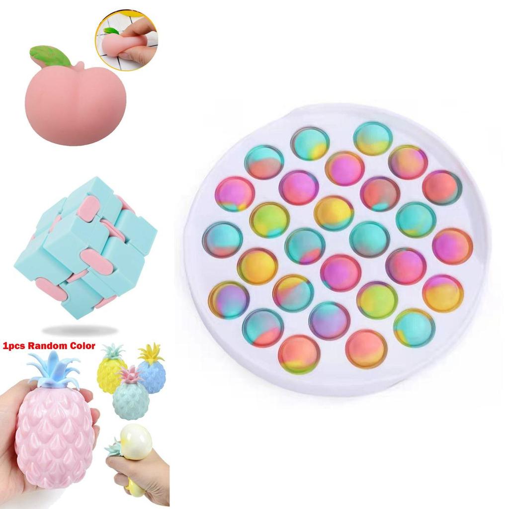 Colorful Fidget Toys Set Featuring Infinity Cube And Simple Dimple Stress Relief Tools