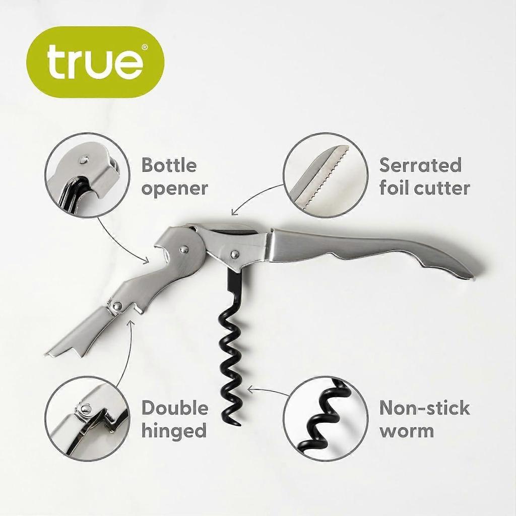 Double Hinged Waiter's Corkscrew Wine Opener, Stainless Steel Wine Bottle Opener