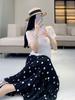 2025 Polka Dot A-line Midi Skirt: Fresh, Sweet, High-waisted, Loose Fit, Hip-covering Long Swing Skirt for Women