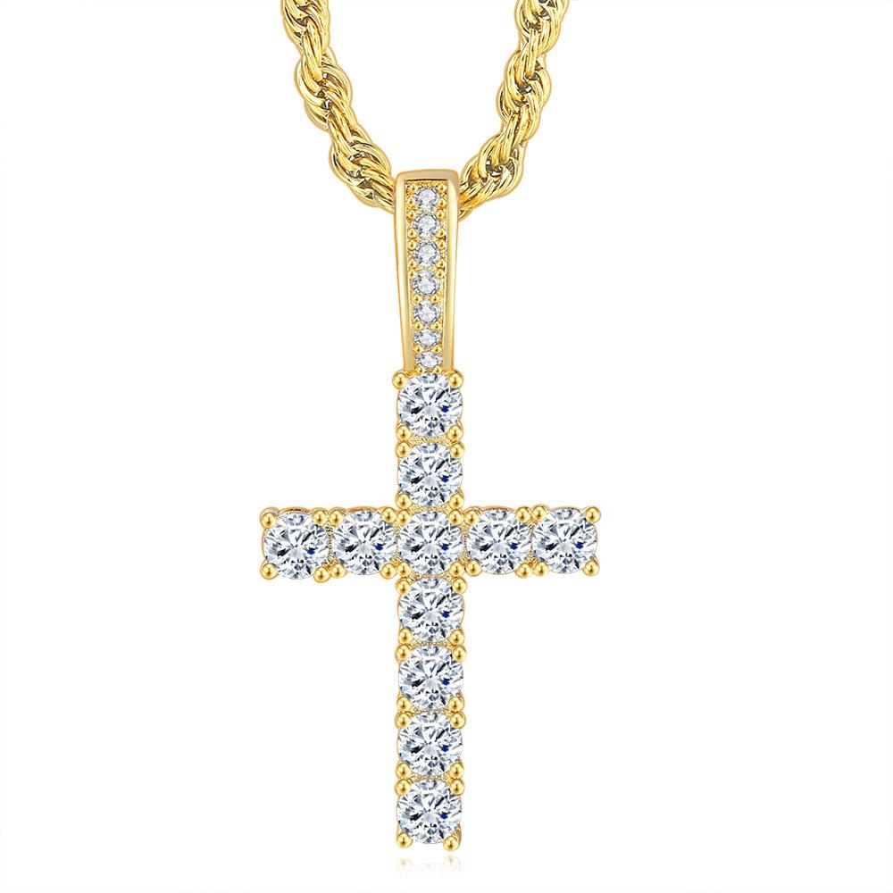 Hiphop Cross Pendant Necklace For Women Jewelry Female Statement Men Iced Out Chain Gold Color Homme Jewellery HP003