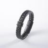 Anti-static Men's Stainless Steel Leather Magnetic Bracelet - European Retro Style