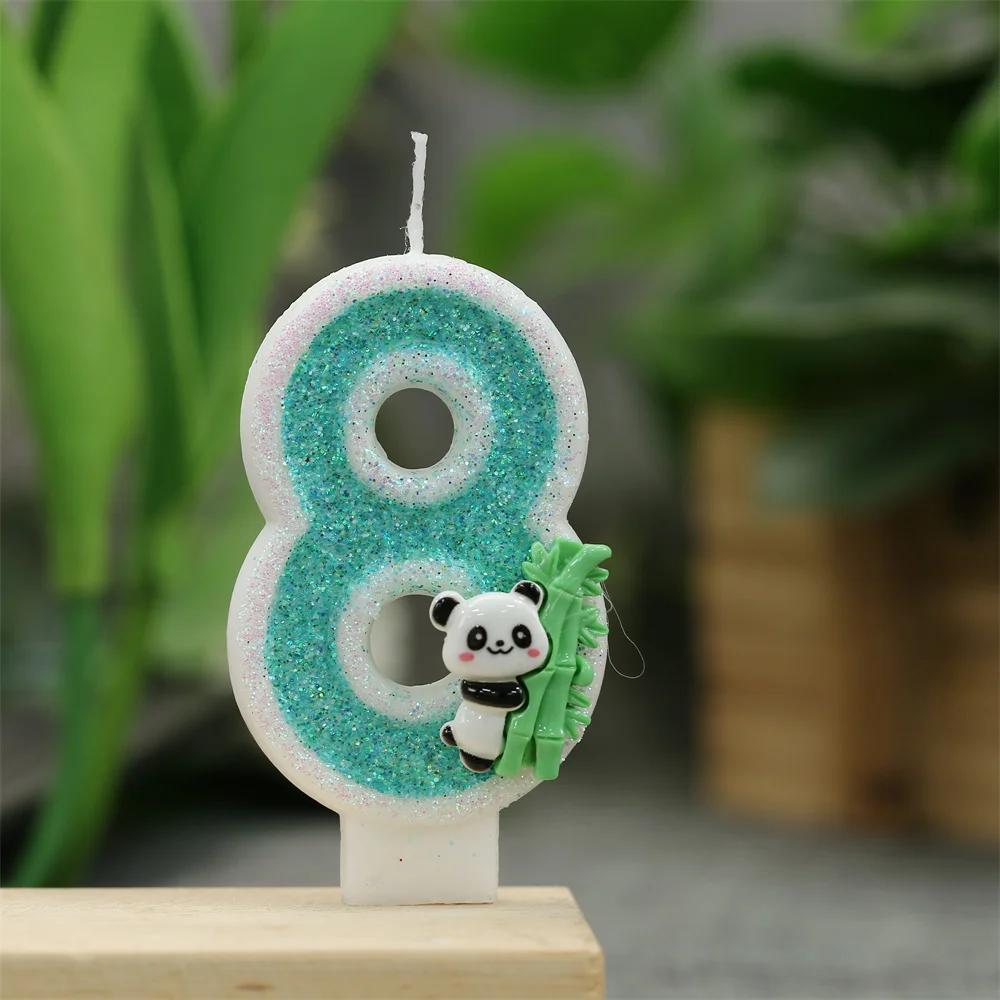 Panda Theme Birthday Candles Children's Birthday Number Candles First Birthday Girl Boy Party Cake Toppers Gift Cake Decoration