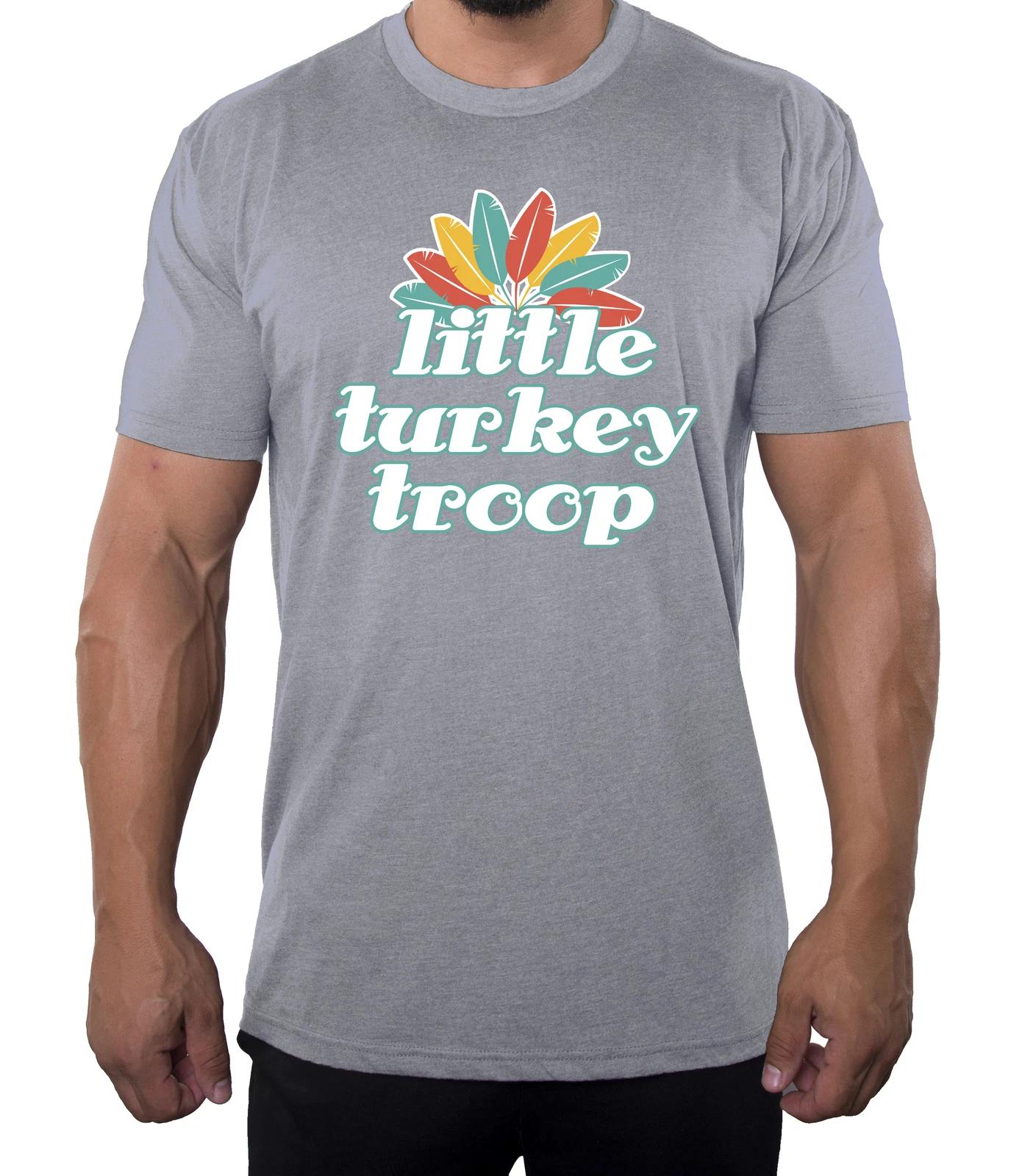 Little Turkey Troop Man s Shirts, Thanksgiving Men s Tees, Tee Shirts For Men! S