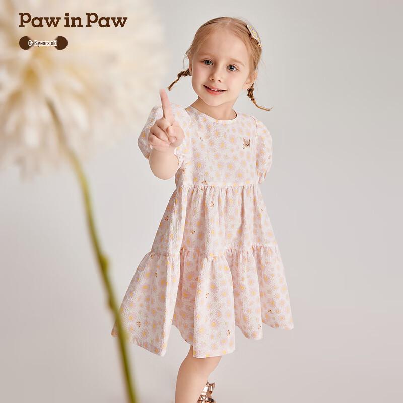 Платье с пышными рукавами и цветочным принтом для девочки PawinPaw 110