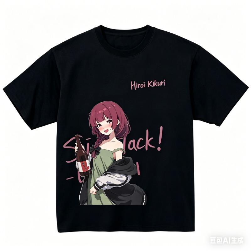 2026 Summer Black T-Shirt by Hiroi Kikuri, Bass, Guitar, Anime, Plus Size T-Shirt, Exclusive for Rock Anime Fans