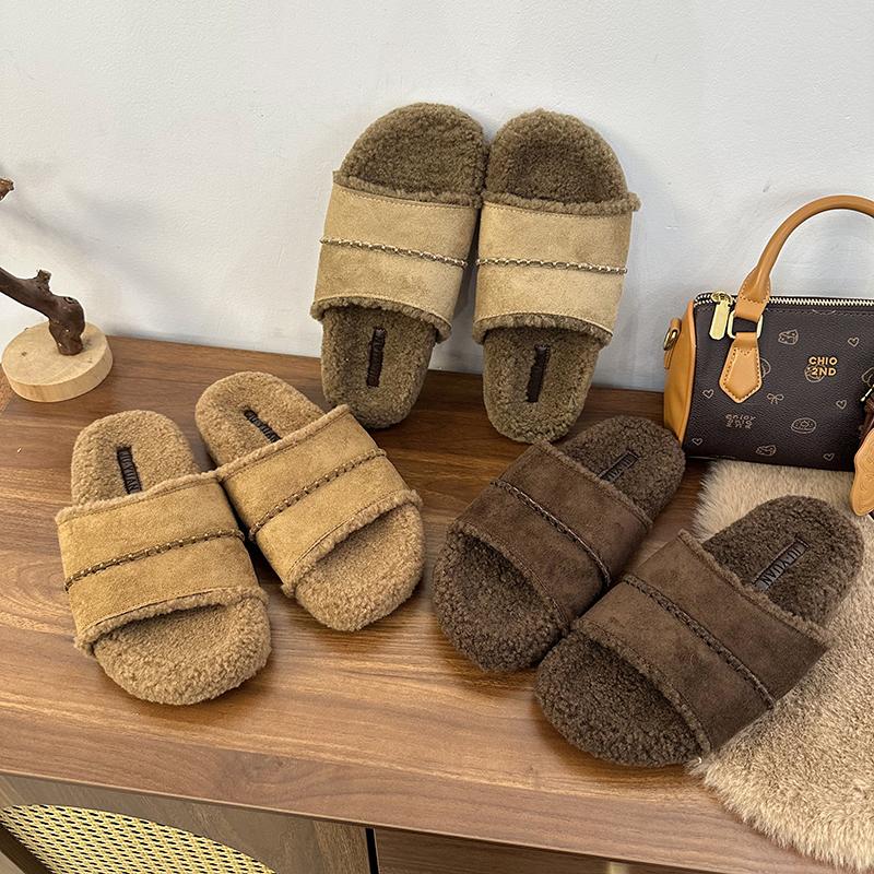 New Style Luxury Women's Slippers Pantofle Luxury Slides Platform Fur Flip Flops Soft Designer Plush Fashion Casual Leisure