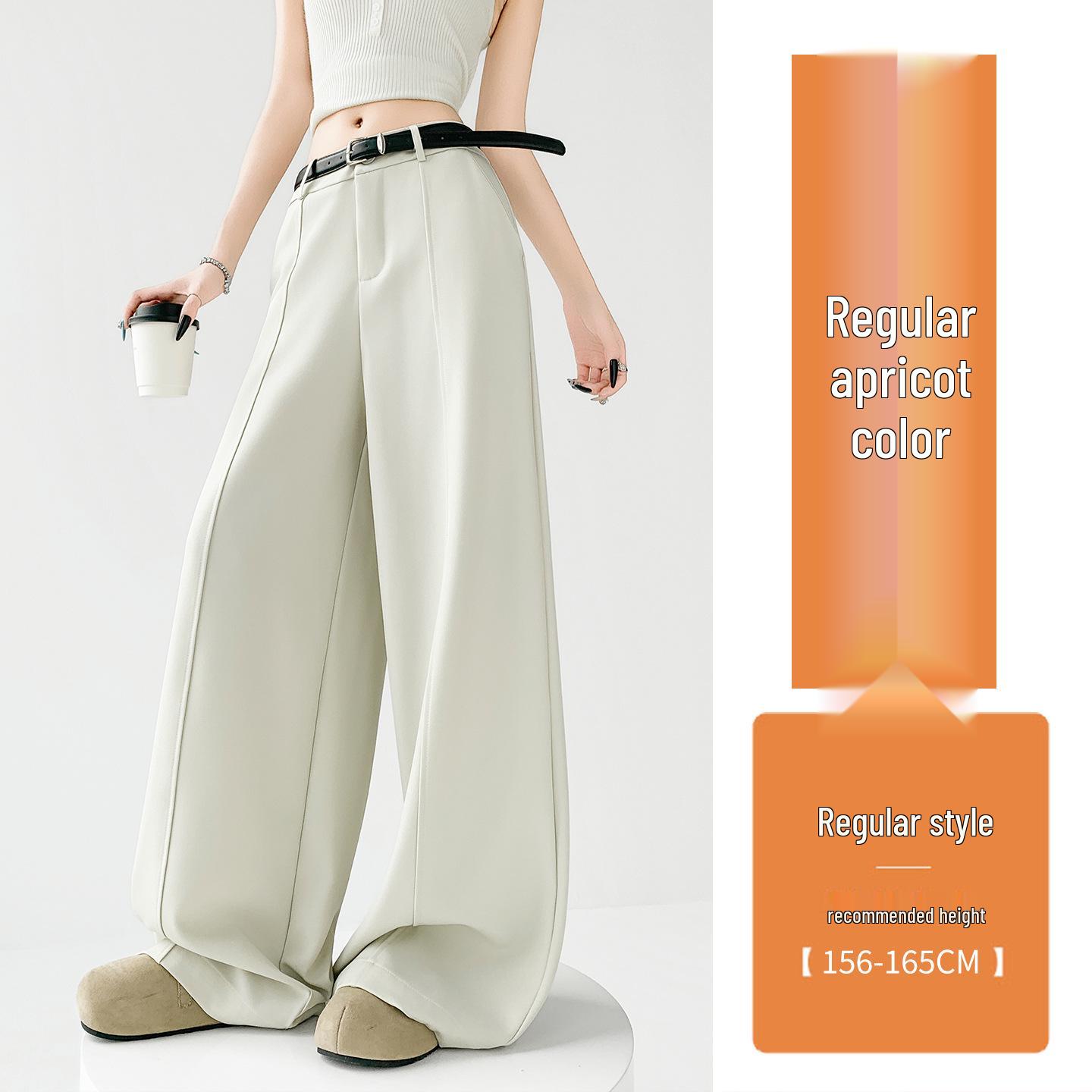 Women s High-Waist Slimming Wide-Leg Summer Suit Pants 2026 S абрикосовый