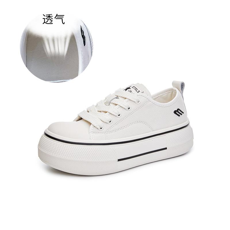 The first layer of cowhide little white shoes for women's 2025 spring new sports women's shoes thick-soled big head shoes for women's versatile