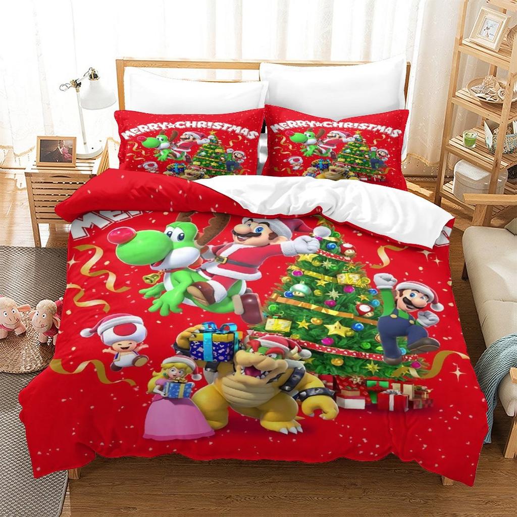 Christmas New Pattern Digital Printing Three-Piece Set 3D Three-Dimensional Polished Chemical Fiber Quilt Cover Pillowcase To Picture