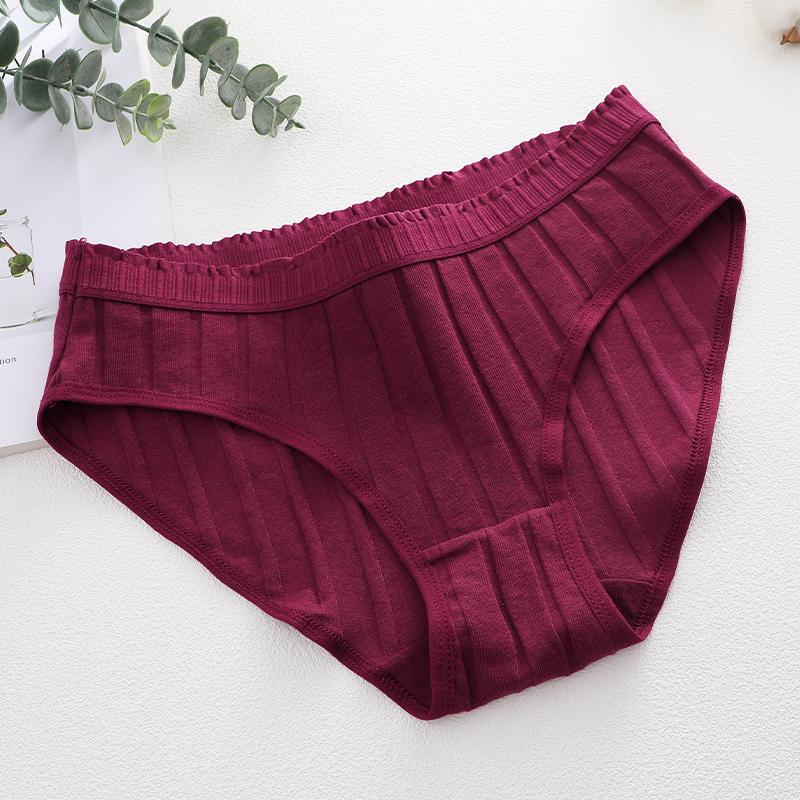 Women Seamless Cotton Crotch Panties Summer Dopamine Briefs Underwear Solid Color Breathable Elastic Sexy Stripe Lingerie Spring