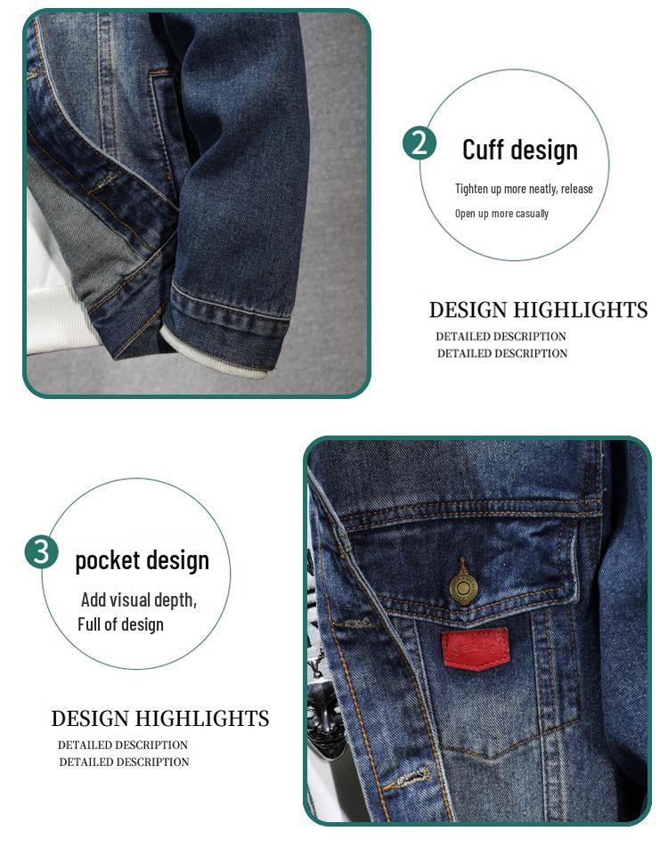 European & American Street Style Men's Washed Denim Jacket - Retro Punk, Loose Fit, Heavy Duty Workmanship