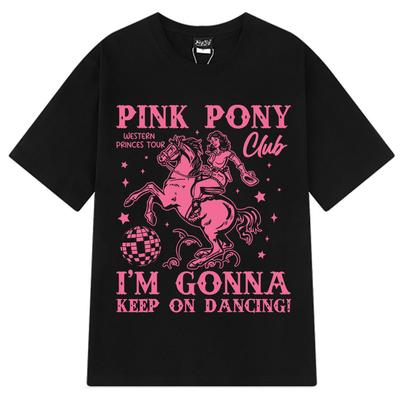 Pink Pony Club Fashion Print T-shirt Summer Short-sleeved 100% Cotton Casual T-shirts Man Woman Aesthetic Trendy Loose T-shirts