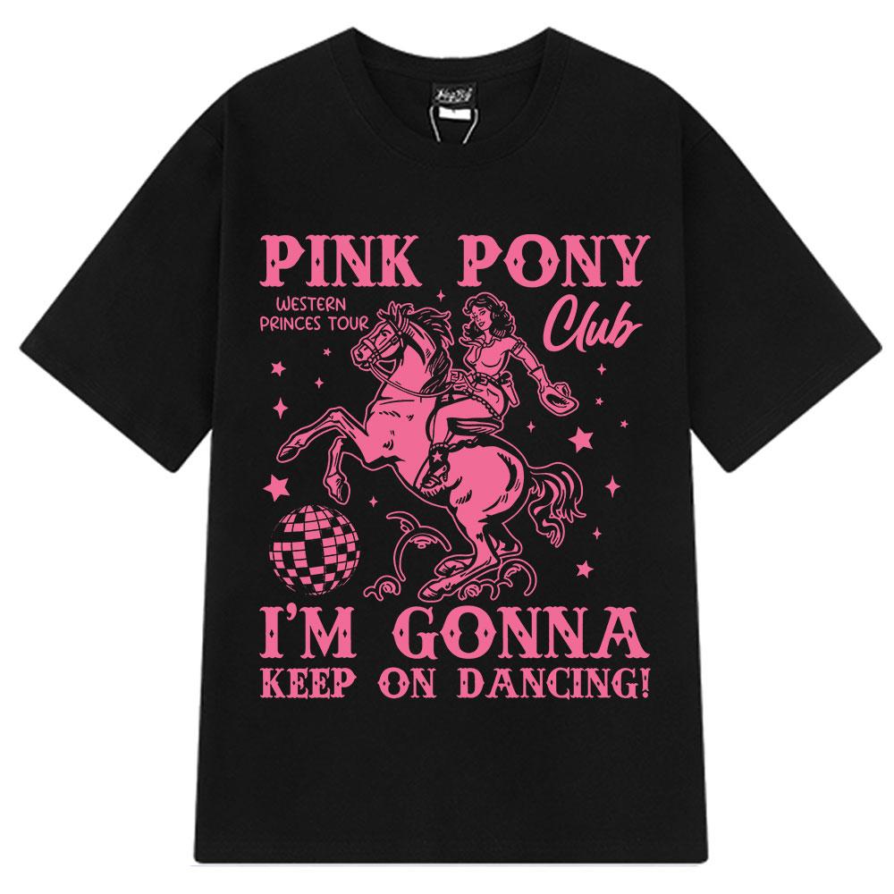 Pink Pony Club Fashion Print T-shirt Summer Short-sleeved 100% Cotton Casual T-shirts Man Woman Aesthetic Trendy Loose T-shirts