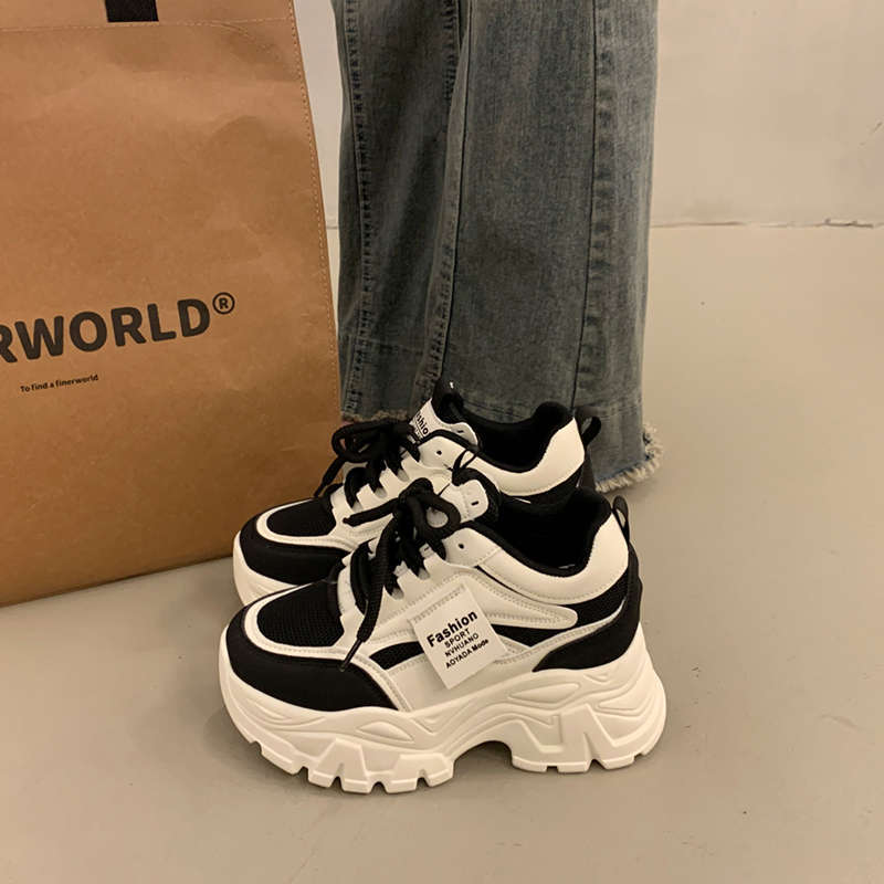 Women's Shoes New Summer Mesh Breathable Thick Sole Inner Height Increase Dad Shoes Small Sports Shoes Versatile