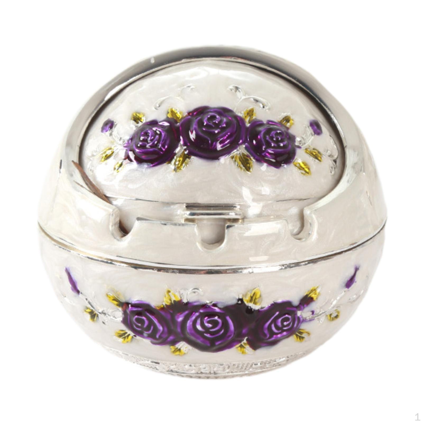 

Arabic Jewelry Box Alloy Trinket Case for Pendant Charms Stud Earrings Rings Castle Purple Rose